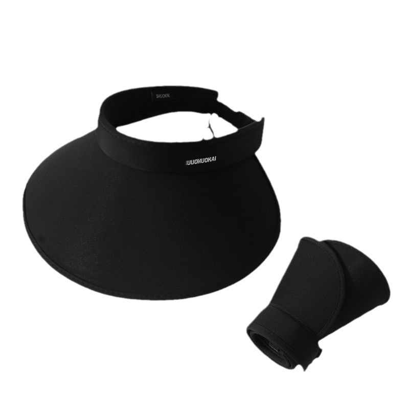 加大帽檐新款双面冰丝防晒帽子夏季骑车防紫外线空顶遮阳帽太阳帽白底实物图