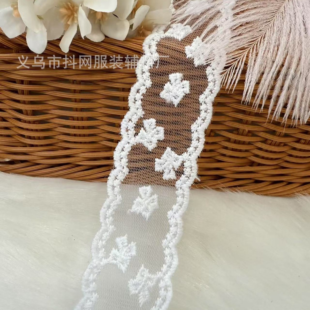 蕾丝白色花边婚纱刺绣织带洛丽塔手工diy发饰头饰蝴蝶结织带批发细节图