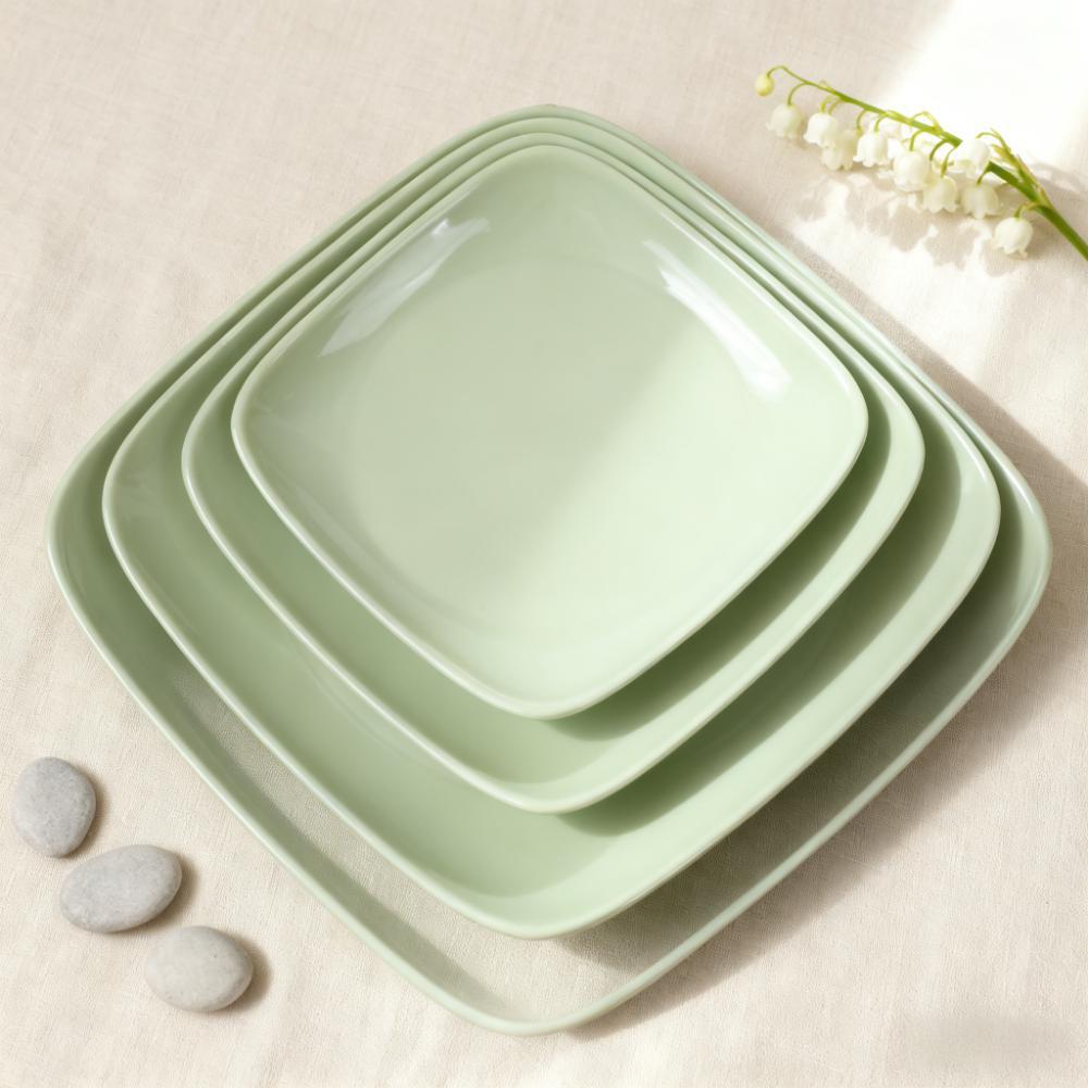 Custom-made melamine square plate, tender green crayfish and beef plate, creative imitation porcelain, commercial barbecue tableware for hotels and restaurants full figure