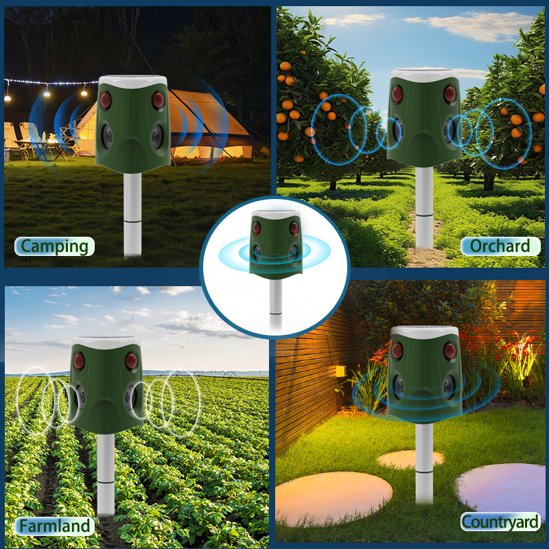 Cross-border best-selling ultrasonic rat repellent, waterproof voice multi-functional bird repellent, bird-catching wonder, outdoor repelling device Application Scenario