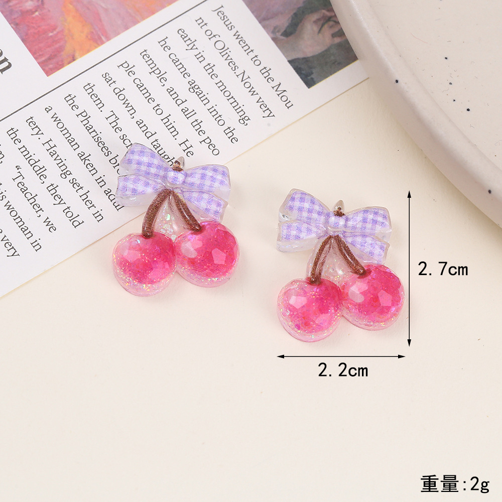 Luminous cut surface sequin bow, cherry epoxy resin AB glue patch, children's hair accessories, clothing diy shoe flower decorative accessories Specification image