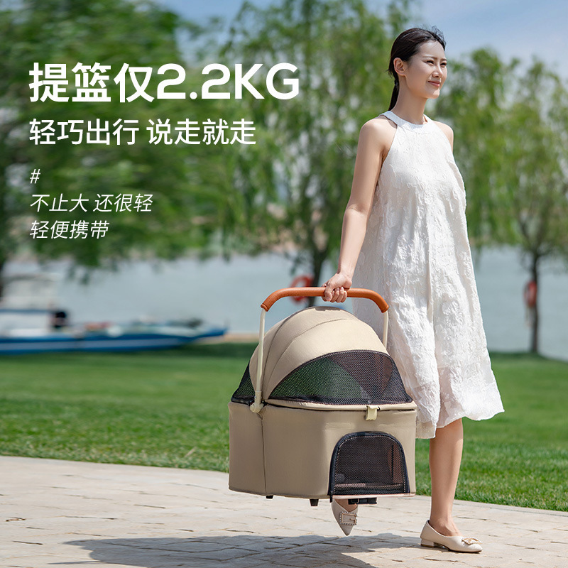 Medium and large-sized pet strollers for dogs, cats, teddy bears, baby strollers, portable and foldable for outdoor use details Picture