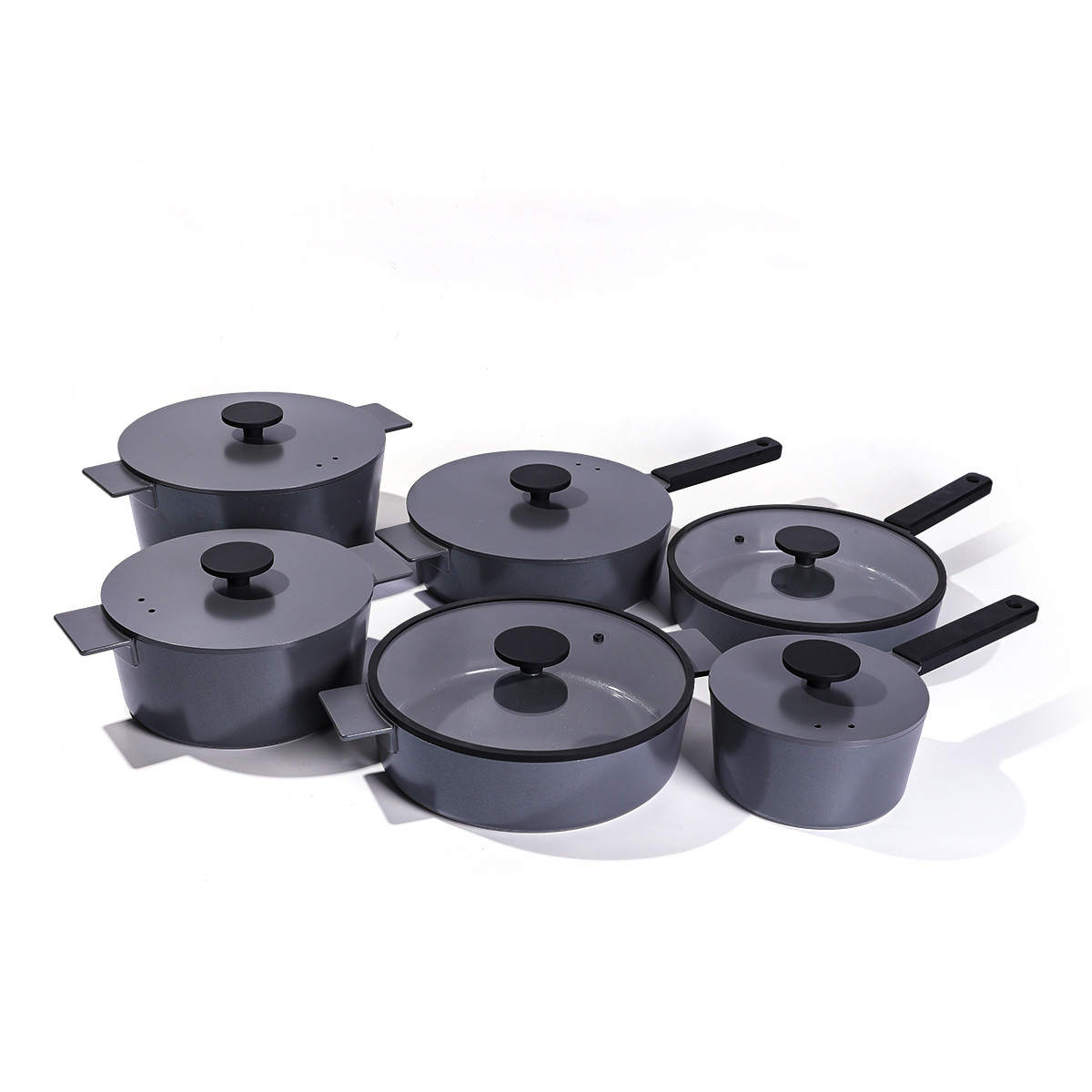 Crossover home acero inoxidable cacerola serie minimalista ligero de lujo antiadherente wok multifunción deep pot set wholesale