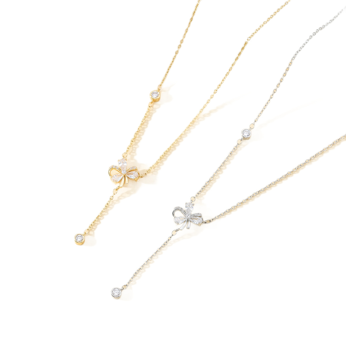 New copper-plated real gold and zircon necklace for women, light luxury fringed collarbone chain, InS-style flower pendant Item Picture