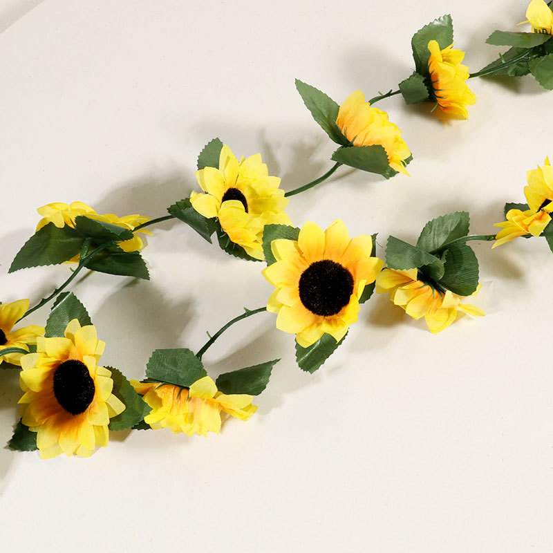 仿真太阳花26头向日葵花藤假花居家装饰民宿阳台装饰藤条厂家批发细节图