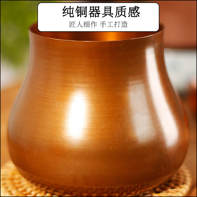 茶洗加厚紫铜水盂仿古纯铜纯手工茶渣桶办公室家用复古煮茶茶具细节图