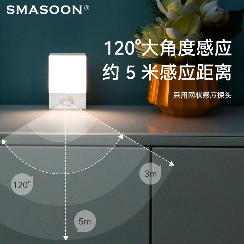 Smart bedroom sensor night lights, children's night lights, table lamps, human body sensor lights, export foreign trade wholesale smart night lights, sensor lights Specification image