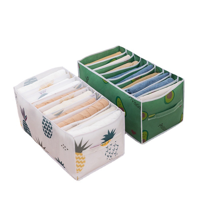 Pants storage box, jeans and clothes storage wonder, non-woven fabric underwear storage box, foldable, large capacity, compartments Item Picture