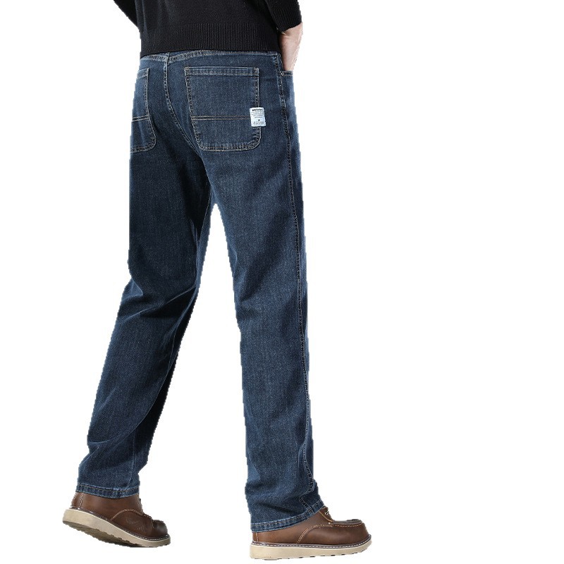 New 2026 stretch jeans for men, loose straight-leg, spring and summer, middle-aged and young casual large-sized long pants for men Item Picture
