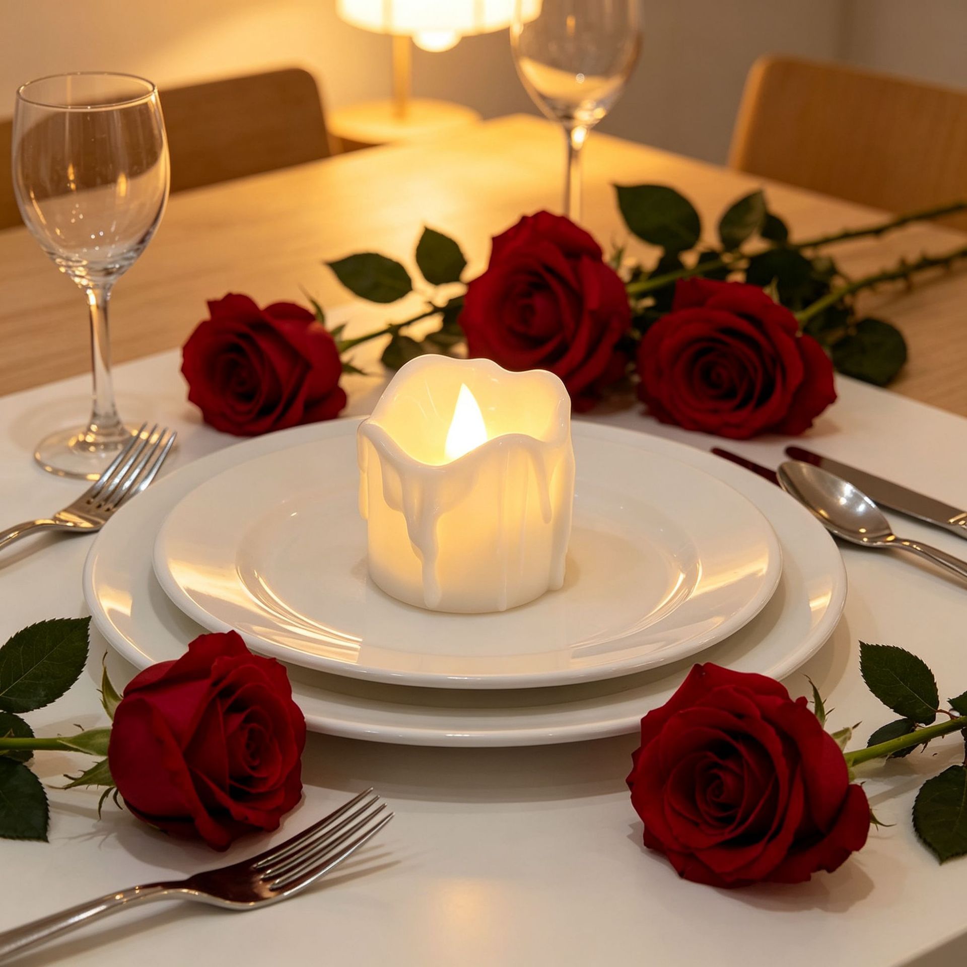 Atmosphere light, party white small tea wax light, LED simulation electronic candle, wedding and birthday set props, rechargeable