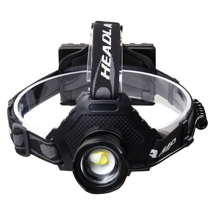 The new cross-border XHP-70 headlamp features a powerful retractable zoom, USB charging output, and LED battery level display for mobile phones Item Picture