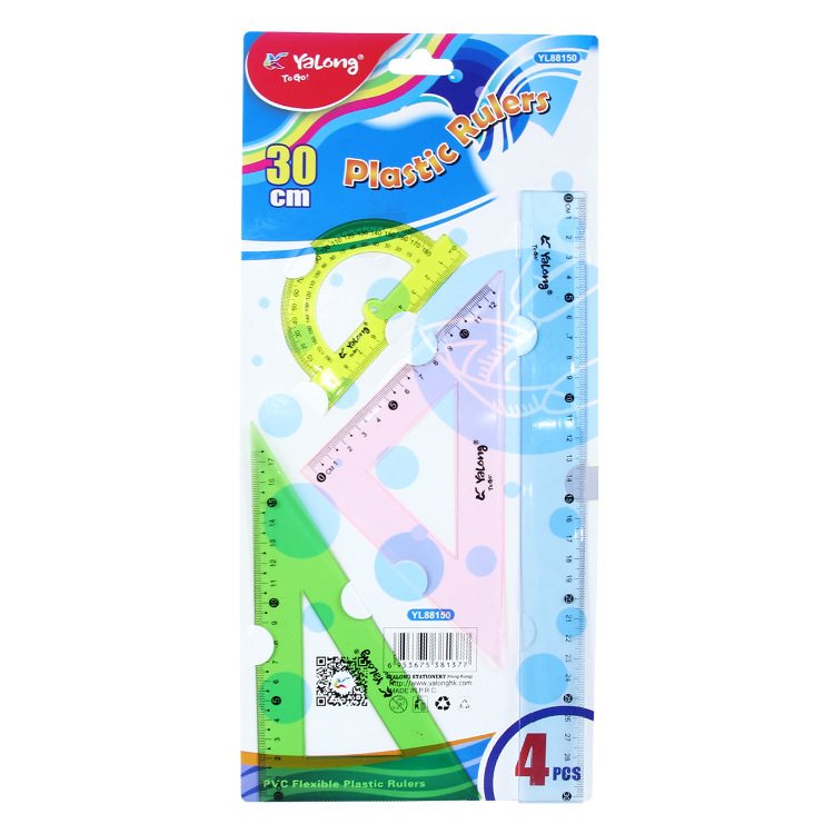The Yalong Cross-border plastic 30 cm straightedge set is used as an Angle measuring tool