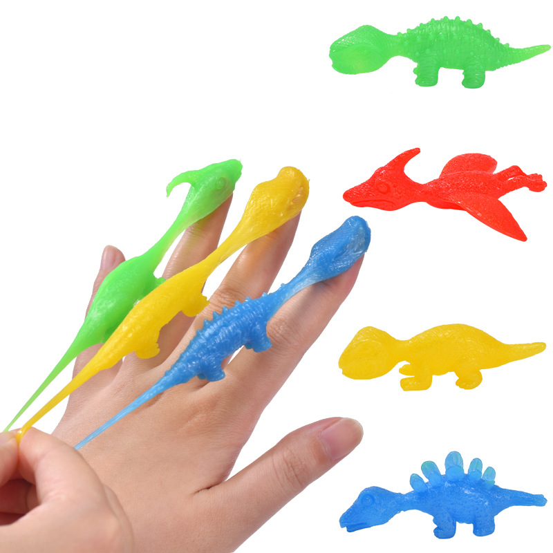 Wholesale of new and unique cross-border products of fun dinosaur catapulting toys, finger darts, and stress-relieving soft rubber Item Picture