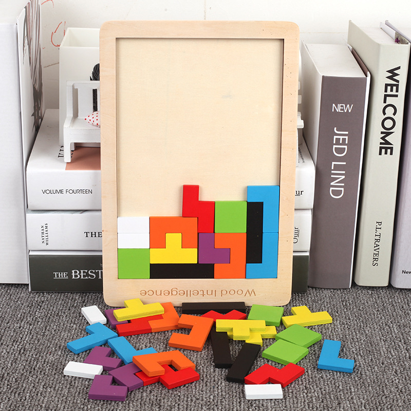 Wholesale of wooden Tetris toys for children's early education, intelligence and fun games, and intellectual toys for children's development details Picture