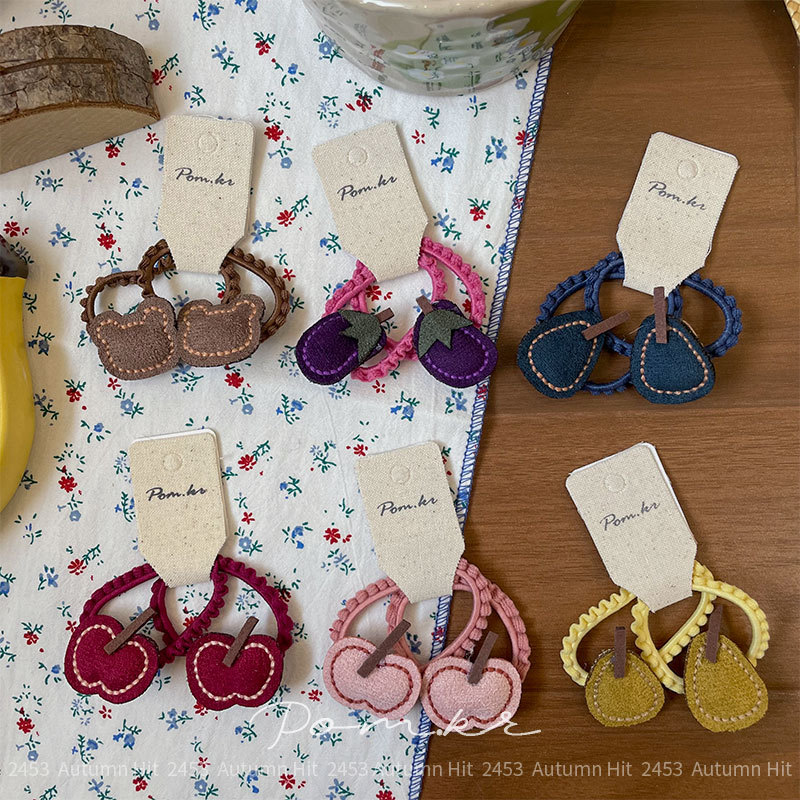 Soft and cute fruit-shaped lace hair band cartoon new autumn and winter hair band baby hair tie high elasticity hair band Specification image