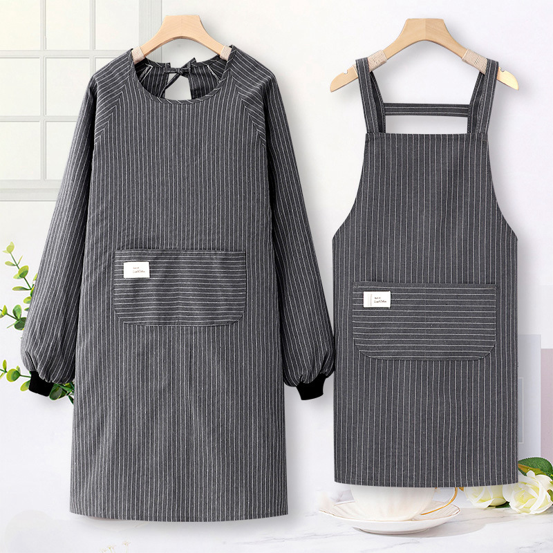 2025新款网红纯棉长袖围裙韩版女家用厨房餐饮专用工作服罩衣围腰细节图