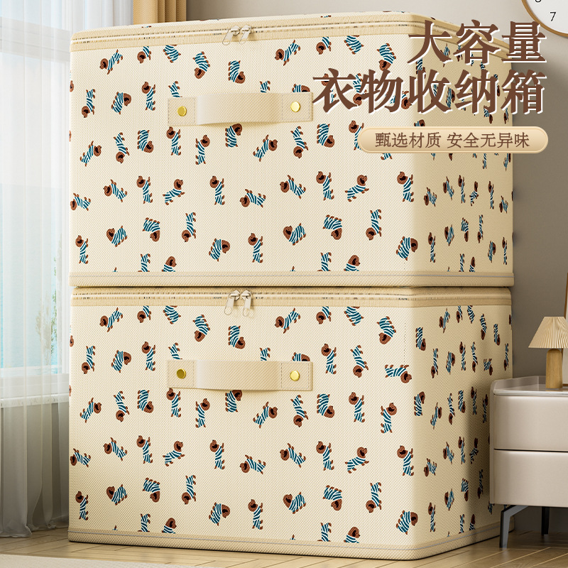 ✅ Cross-border non-woven fabric pixel zipper storage box, household clothing storage box, dormitory folding storage, wardrobe storage details Picture