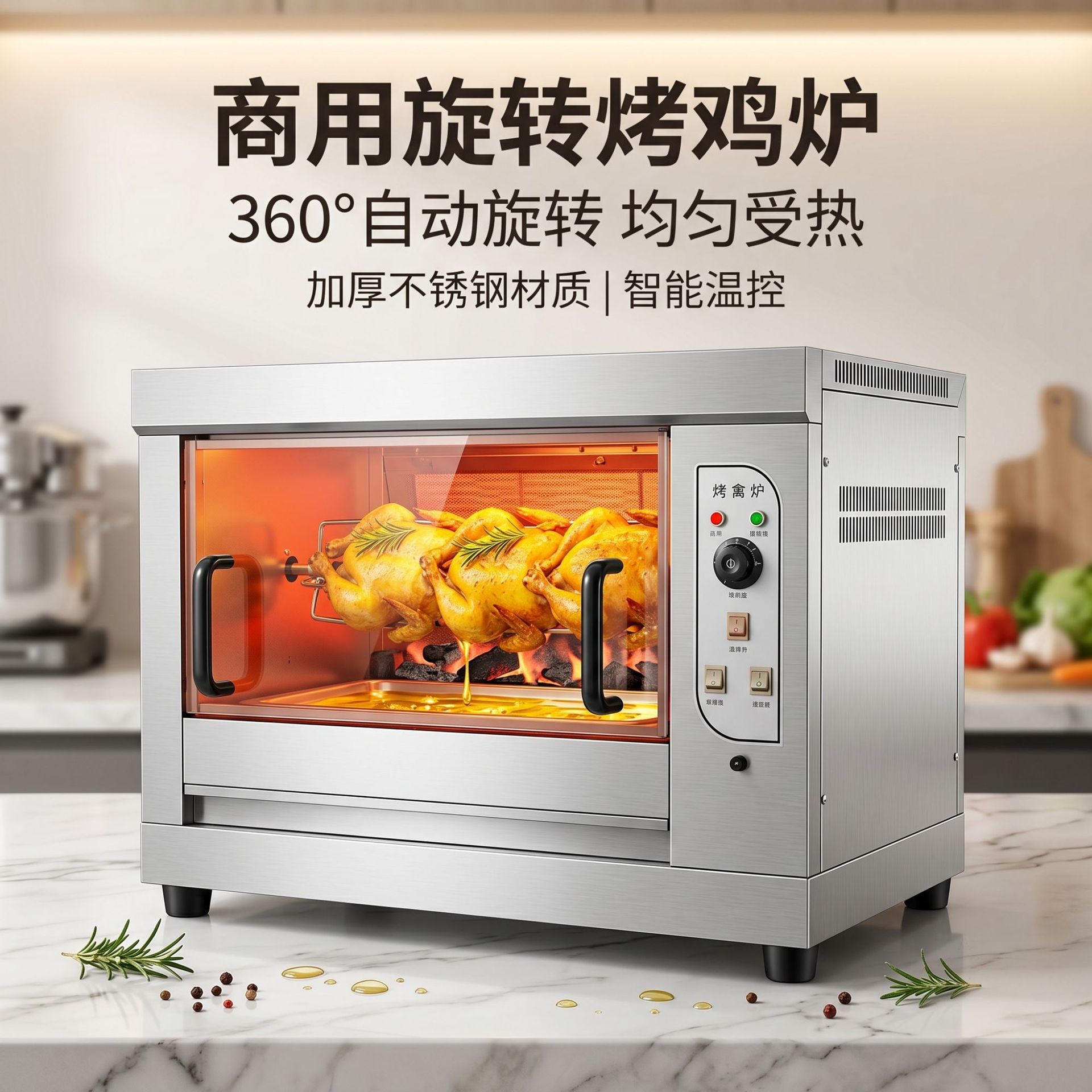 Horno de pollo rotativo de acero inoxidable comercial horno de pollo asador de burro horno de control de temperatura automático caja de aves de corral asado fabricante de equipos de cadena de restaurantes