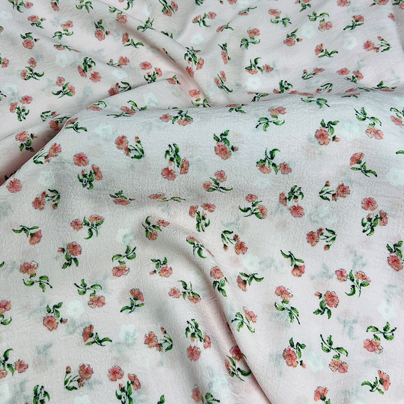 精品平纹一品皱印花连衣裙面料 沙滩系列休闲裤女装花布饰品布料 Item Picture