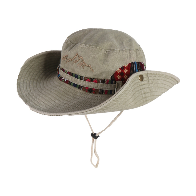 西部旅游牛仔帽女夏季户外大帽檐渔夫帽显脸小防晒帽遮阳登山帽子白底实物图