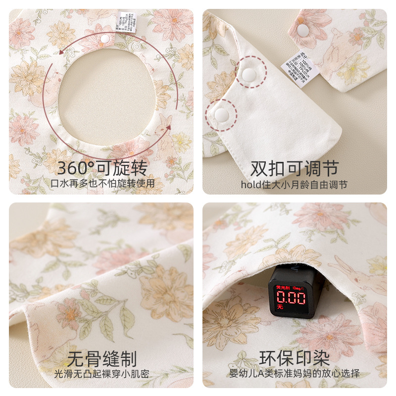 Large newborn bib tpu waterproof baby drool cover 360° rotating baby bib Class a baby bib Specification image