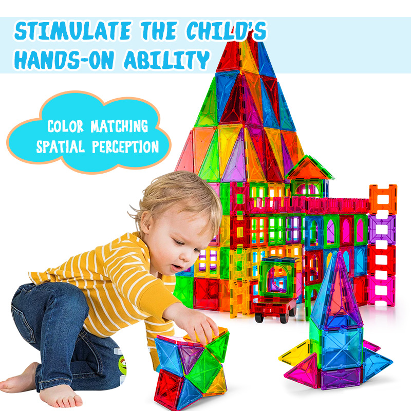 冰雪主题彩窗磁力片雪王uv印刷款亚马逊热销磁性玩具套装白底实物图