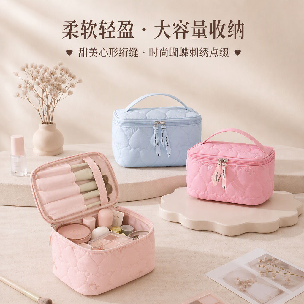 The new Xinji top and bottom cover makeup bag, washbasin storage bag, makeup bag and travel makeup bag with large capacity