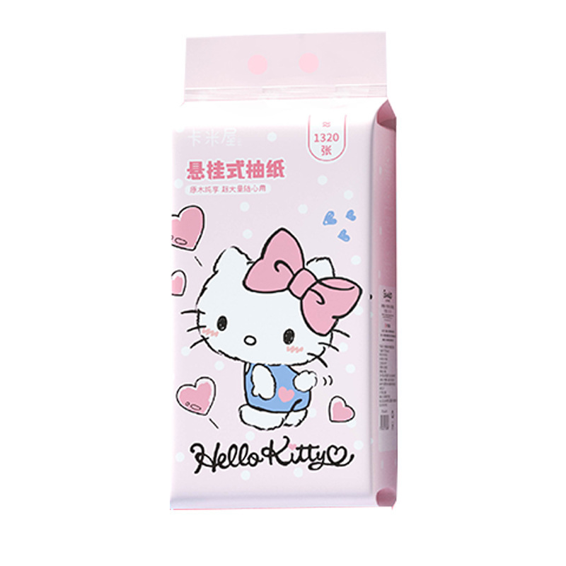 三丽鸥悬挂式抽纸粉KT卫生纸加厚加大大容量家庭装面巾纸卡通抽纸白底实物图