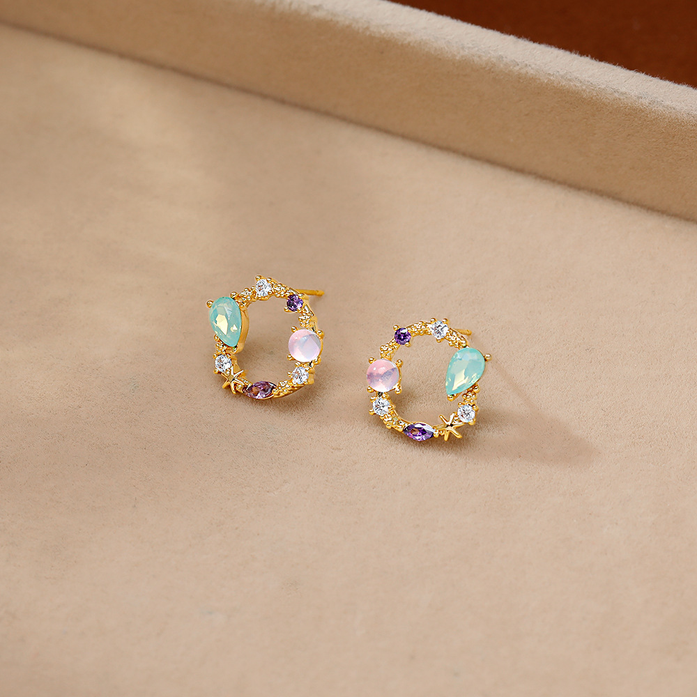 Hyacinth "el mago de oz" retro premium sense brilla micro insertos diseño opal verde circonitas pendientes pendientes mujer details Picture