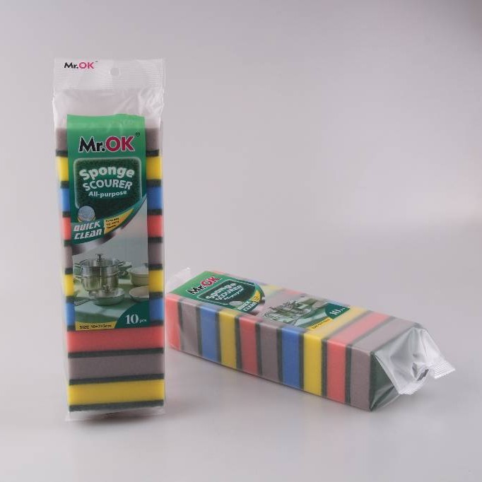 Mr.OK factory direct supply sponge scouring pads, double-sided cleaning sponges, kitchen cleaning sponges, dishwashing sponges, pot scrubbing sponges details Picture