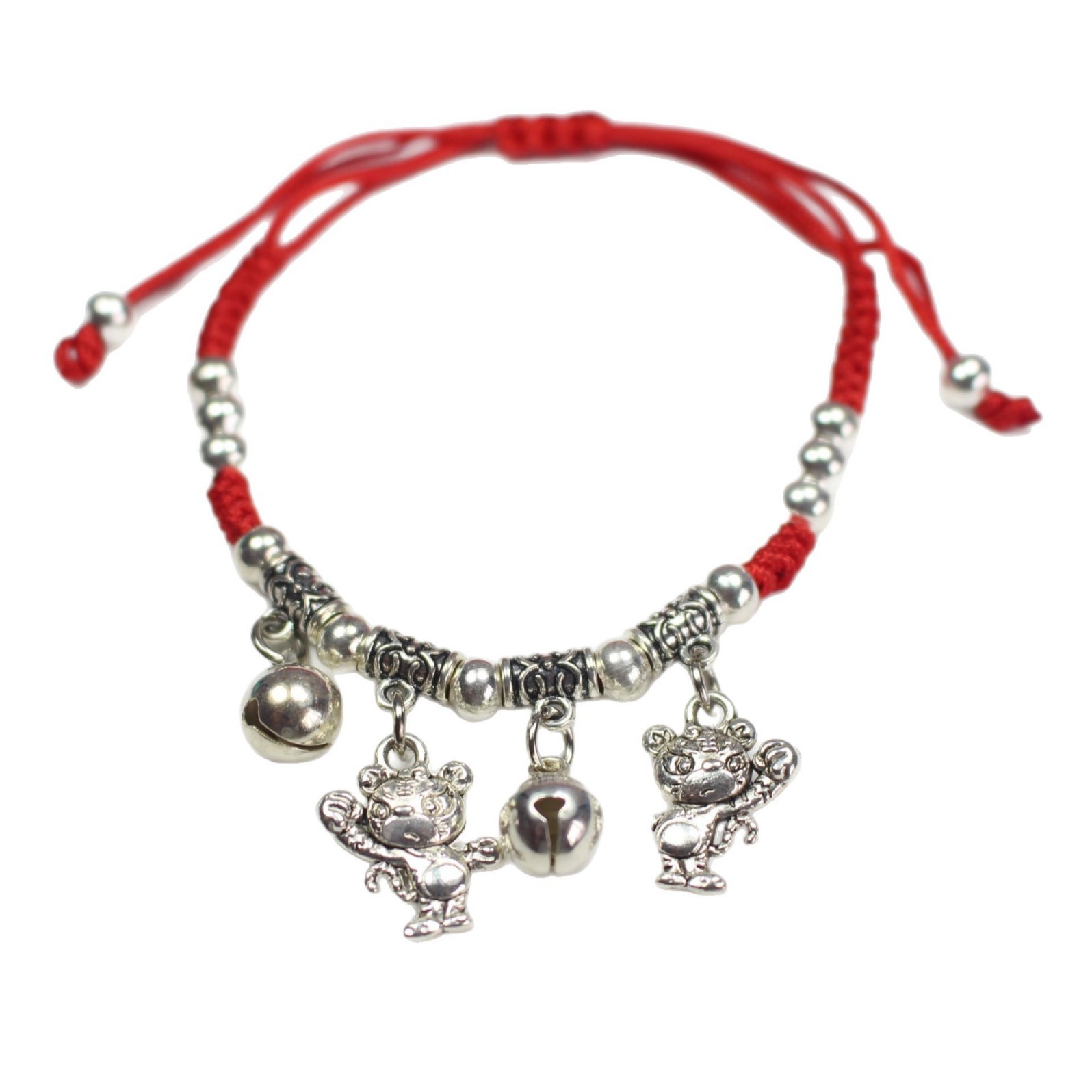 Hand-woven red string bracelet of the 12 Chinese zodiac signs, imitation Tibetan silver red string bell foot chain, Snake Year bracelet Item Picture