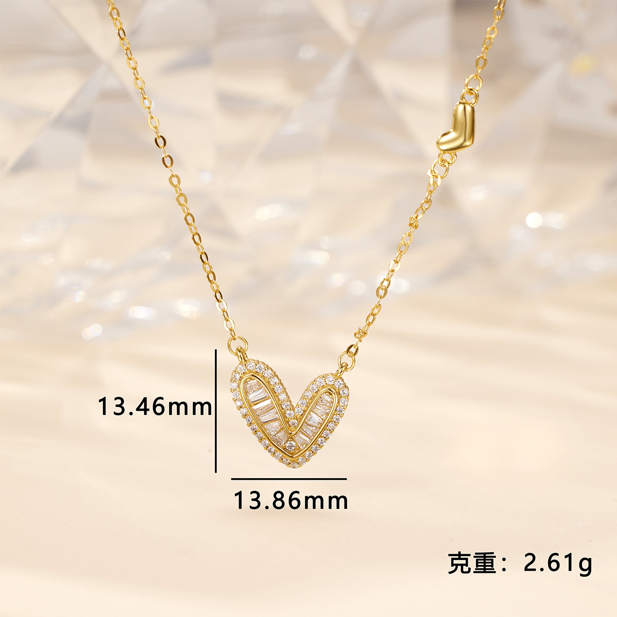 Simple and inS-style V-shaped heart-shaped collarbone chain, light luxury and sweet style, high-end sense necklace factory direct sales details Picture