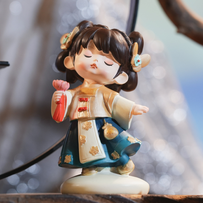 Ancient charm, traditional Chinese trend, cute Annie office desk decoration, girls' decorative item, resin handicraft Specification image