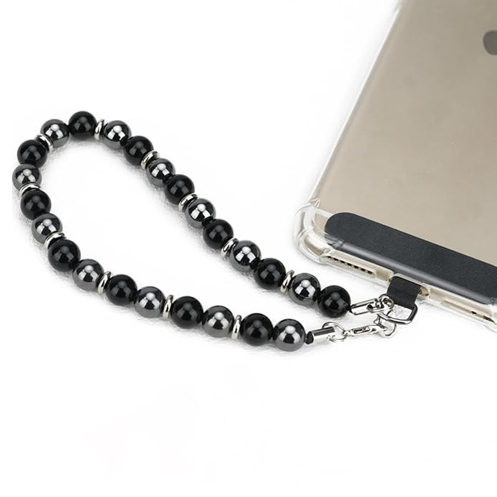 New colored round bead malachite mobile phone chain pendant, handcrafted gemstone agate, high-end beaded wristband for women