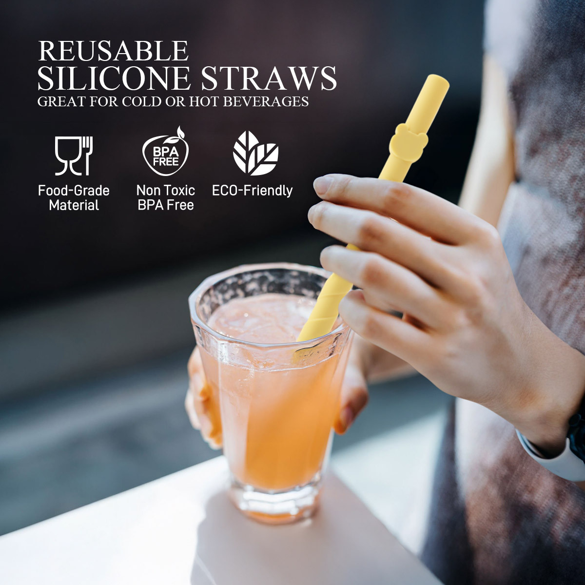 Silicone straws specially designed for milk tea shops are heat-resistant, flexible and reusable Application Scenario