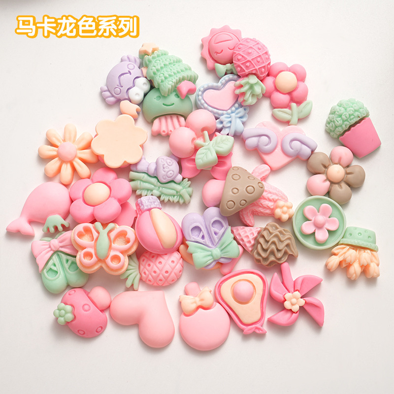 树脂配件卡通色系随机混款diy奶油胶手机壳贴片发饰水杯装饰材料