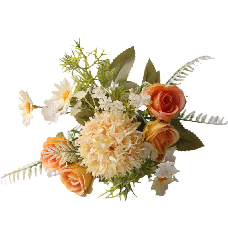 仿真花DIY发饰配件/假花/5朵塑膠花/仿真花/假花批发白底实物图