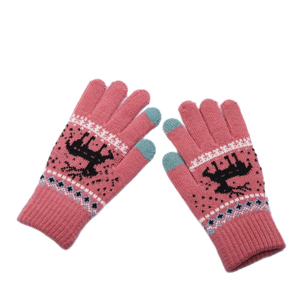 Knitted touch screen gloves, couple gloves for men and women, autumn and winter Korean version deer jacquard versatile cold-proof and warm cross-border gloves Item Picture