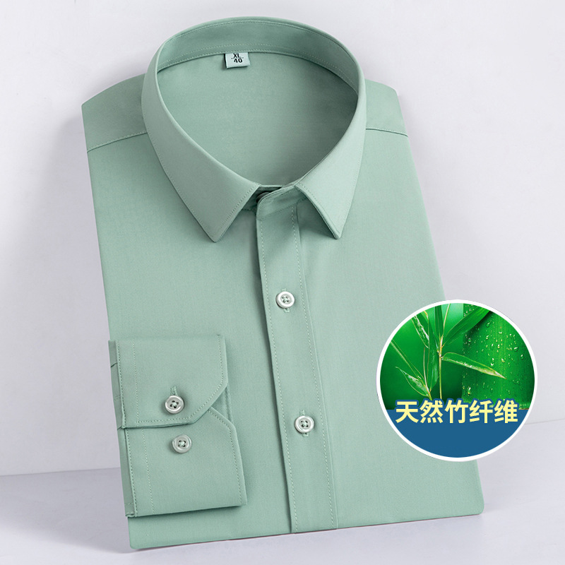 Spring style for both men and women, commuter men's bamboo fiber shirts, casual business professional warm shirts, long-sleeved men's wear Specification image