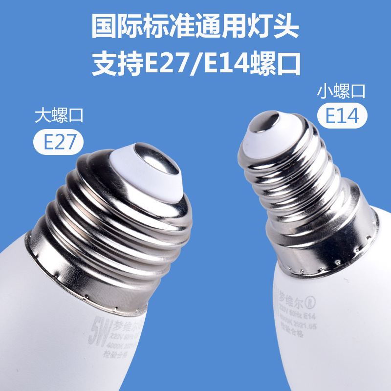 Wholesale LED bulb cylindrical ultra-bright screw-on e27, E14, b22 household energy-saving white light warm white light source lighting lamp Specification image
