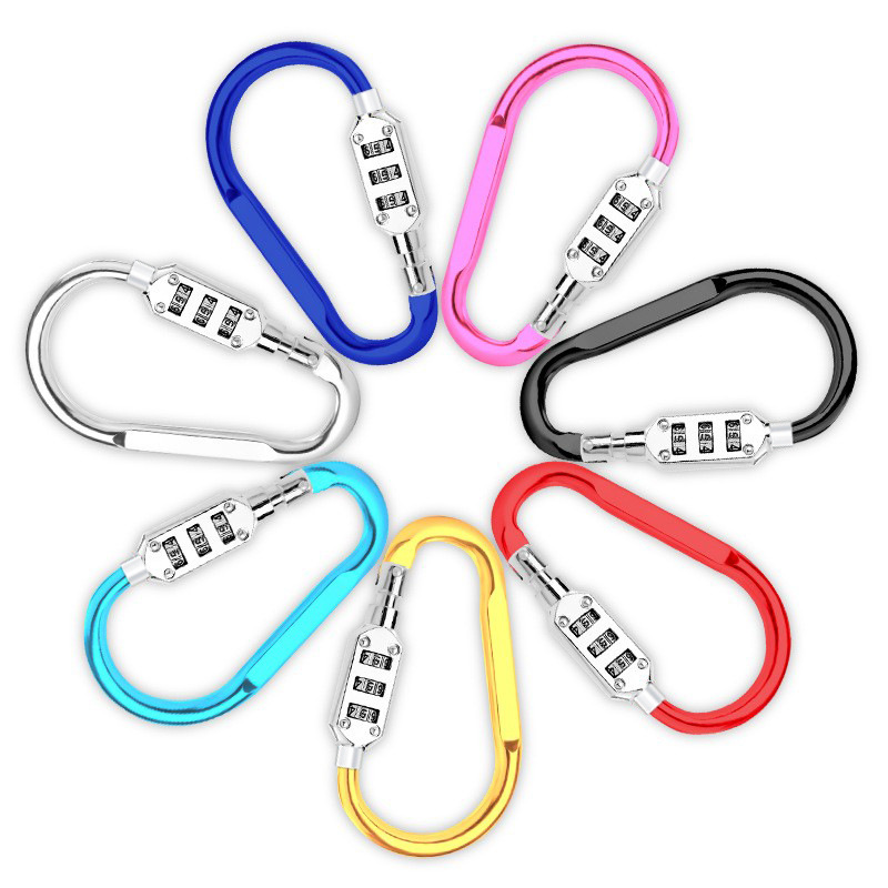 Cross-border solid outdoor climbing buckle, portable D-type multi-functional combination lock, backpack padlock, electric bike helmet lock Item Picture