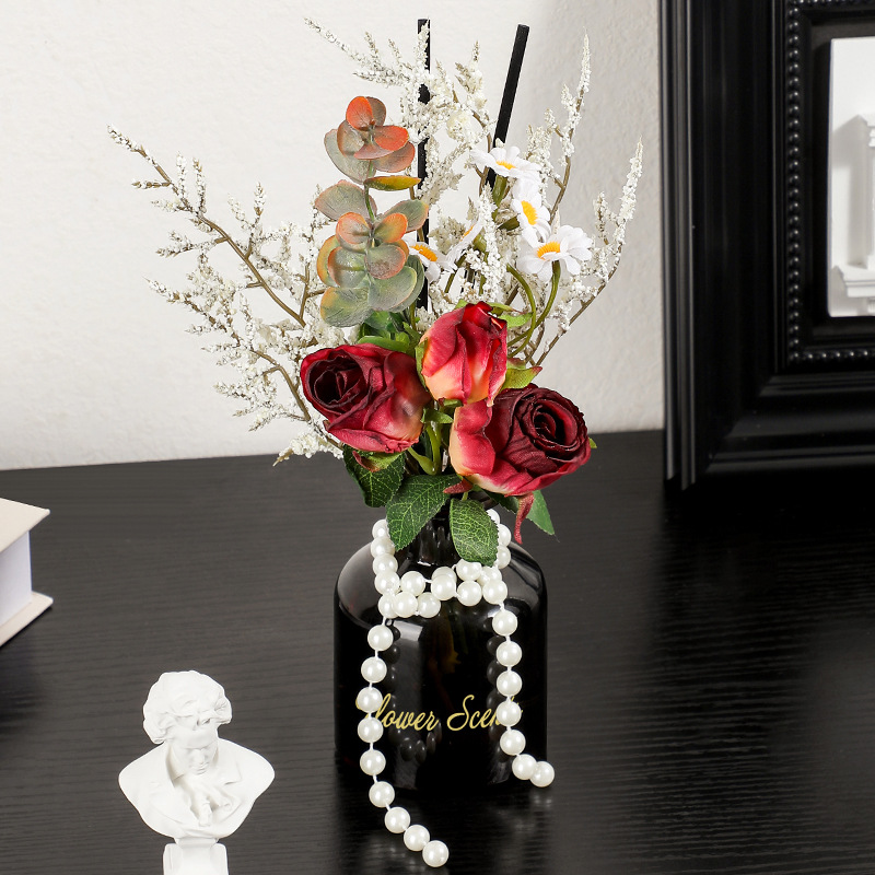 Simulated rose and Daisy bouquets, flameless aromatherapy ornaments, aromatherapy home living room and bedroom atmosphere floral art ornaments Specification image