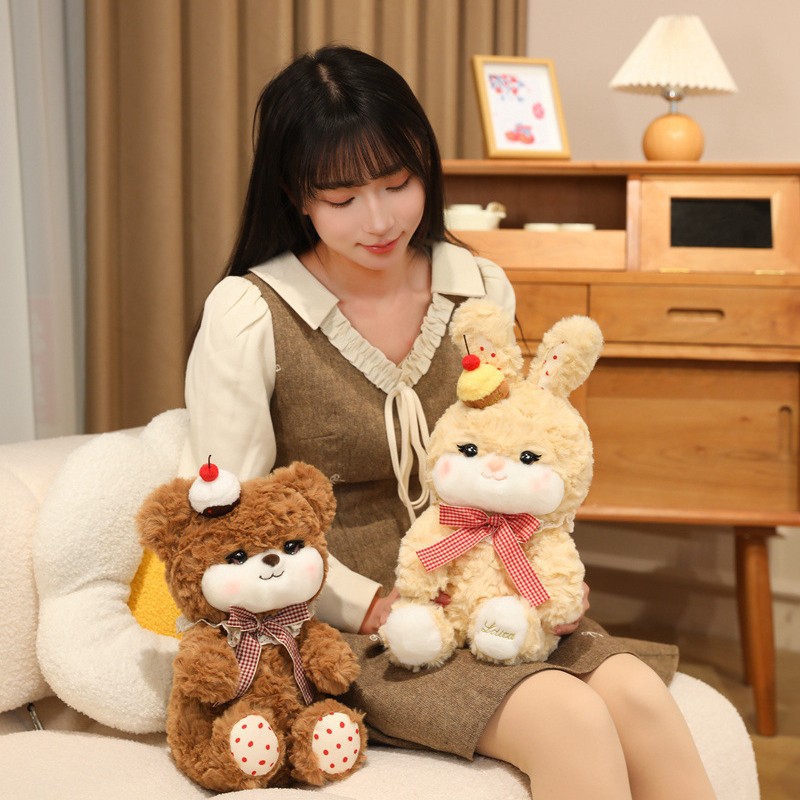 Lolita cake, bear rabbit, blush, cherry doll, cake figurine, birthday gift, decorative items, bow wholesale Application Scenario