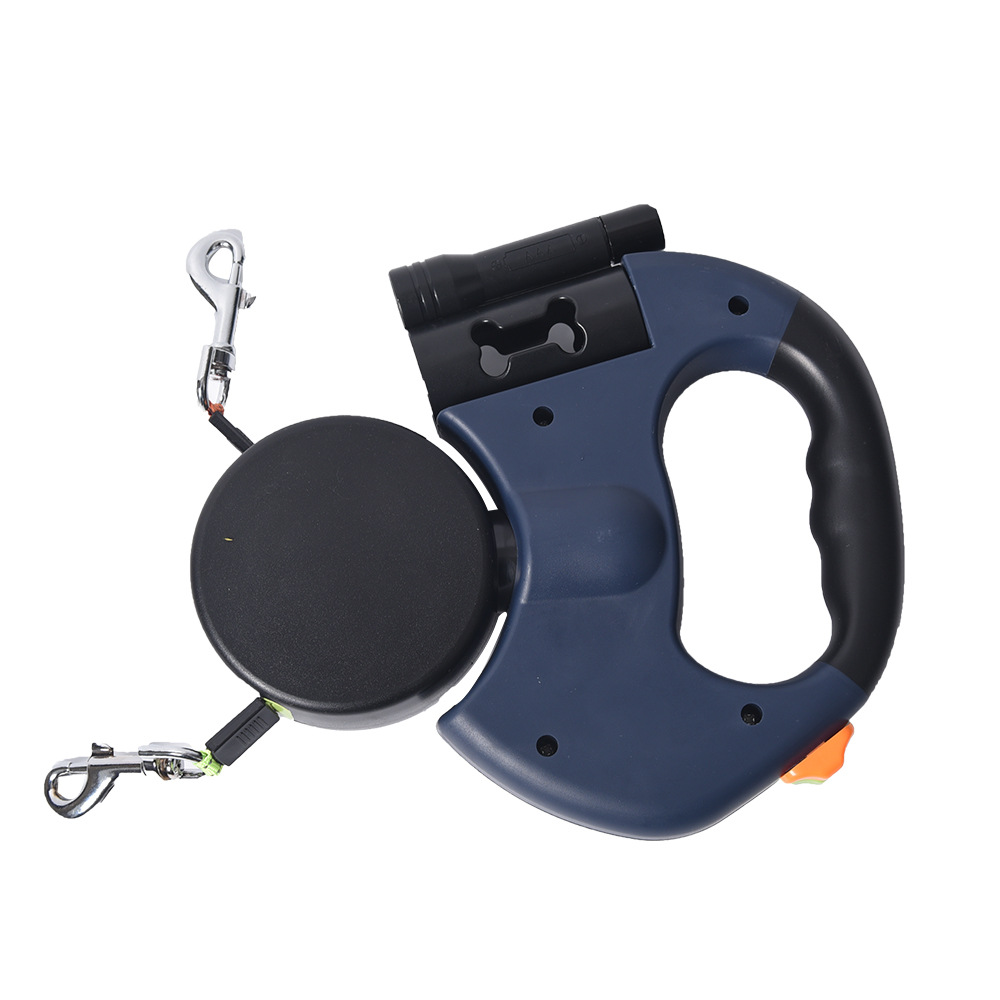 Wholesale of pet automatic leash, double-head telescopic dog chain, one drag and two dog traction device, two-in-one dog walking leash Item Picture