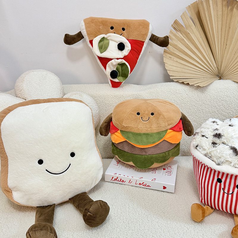 可爱吐司面包公仔毛绒玩具可颂牛角包汉堡包玩偶儿童礼物抓机娃娃