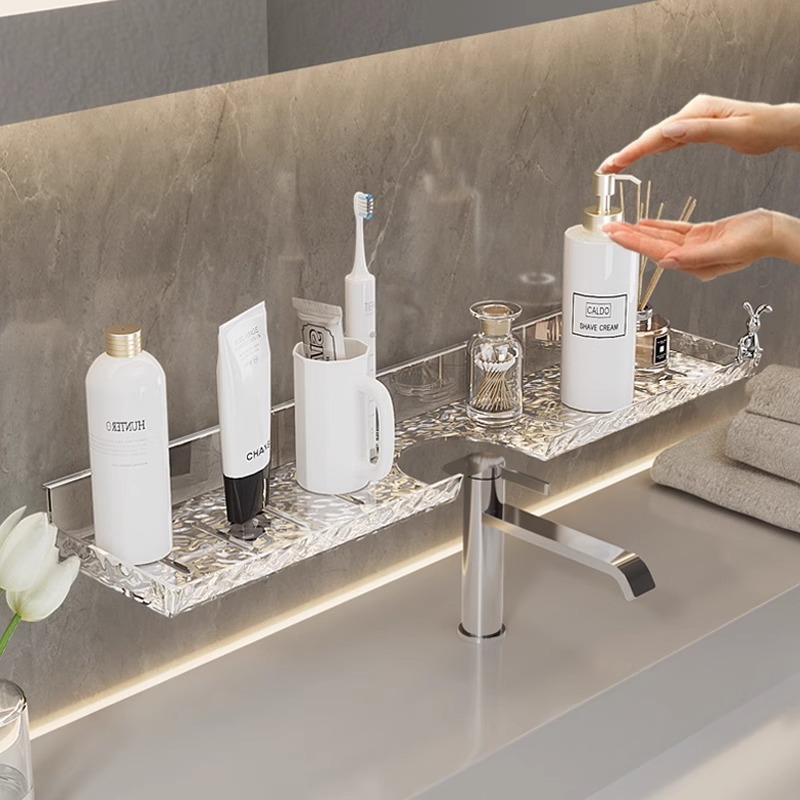 可洗漱台置物架卫生间洗手台水龙头浴室收纳架子免打孔壁挂式架子