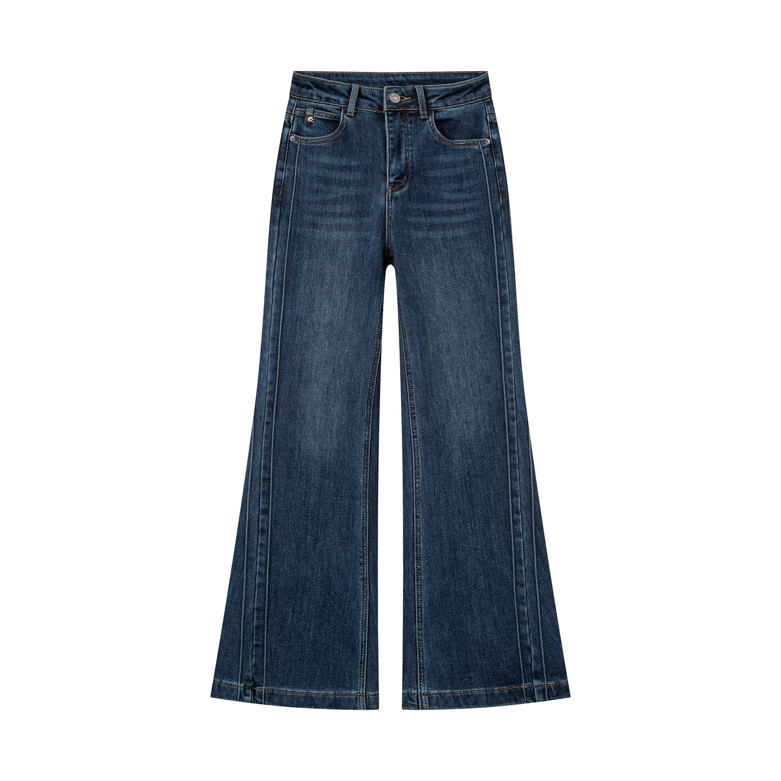 Jiawei 2025 Winter coffee-soled fleece flared jeans for women, thickened and fleece for warmth, Zhongshan Item Picture