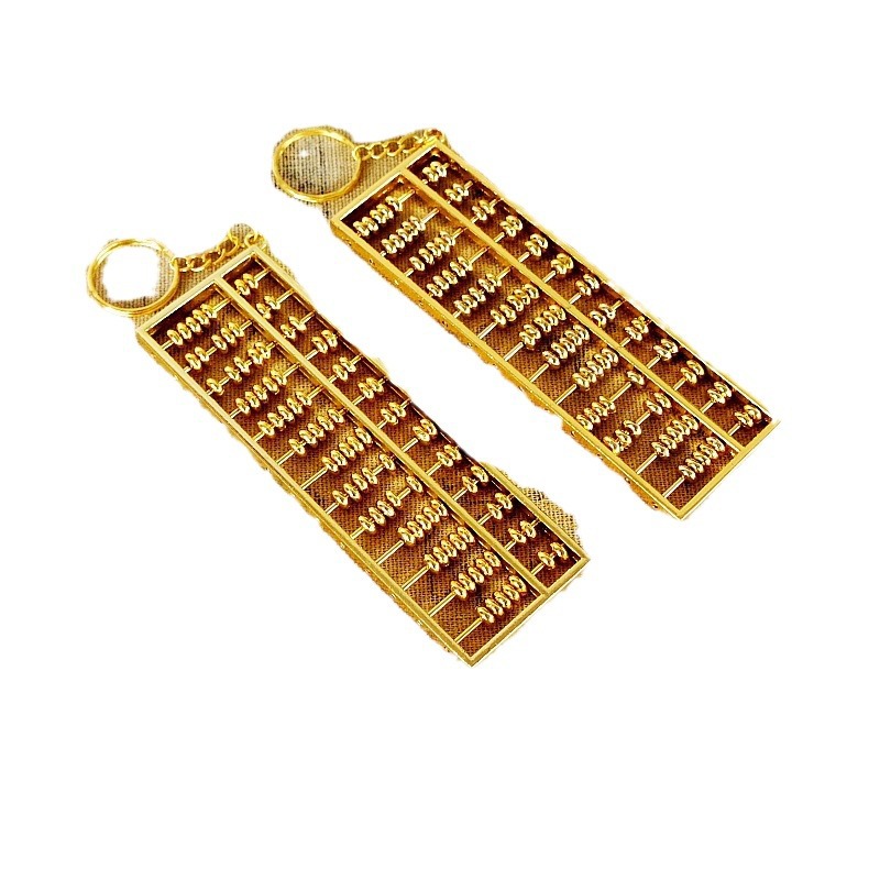 Special offer manufacturer direct delivery abacus keychain for wealth attraction, zinc alloy gold-plated daily pendant, handicraft, travel gold calculator Item Picture