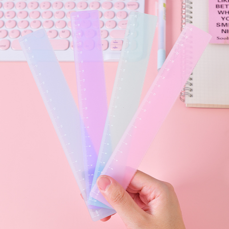 Wholesale of Macaron new jade-colored straight ruler 20cm for student stationery, precise scale flexible ruler, office drawing and measuring ruler Application Scenario