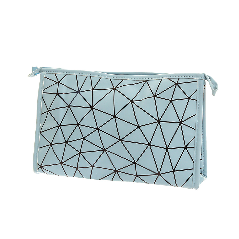Fashionable waterproof geometric diamond-shaped PU cosmetic bag, portable travel lady, large-capacity toiletries storage clutch Item Picture